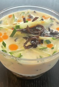 キクラゲときゅうりの冷製豆乳スープ