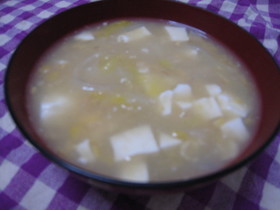 白菜と豆腐のクリームコーンスープ♪