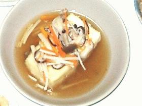 あったかーい☆揚げ出し豆腐のキノコスープかけ