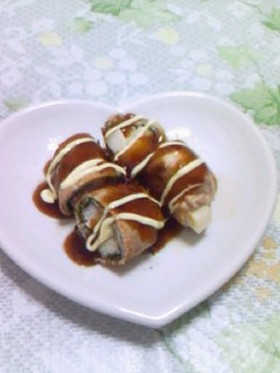 お好み焼き風長いもの豚肉巻き