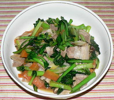 豚バラ肉と小松菜のオイスターソース炒めの写真