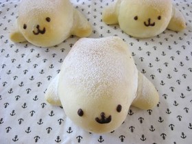 白パンで★まめゴマ風あざらし♪