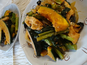 菜の花と油揚げのごま味噌炒め