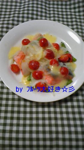ノンオイル♪鮭の新たまねぎチーズ焼き