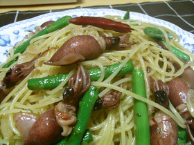 ほたるいかとアスパラのパスタ