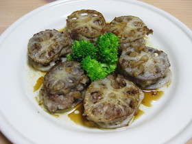 レンコンのはさみ焼き ゆず胡椒風味