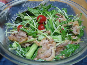 豚肉と水菜のフレンチマヨサラダ♪