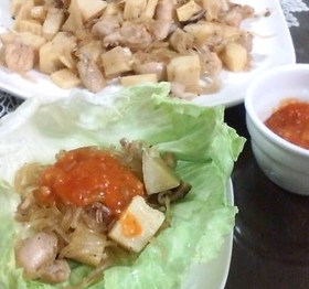 たけのこが旨い!鶏肉と春雨のレタス包み