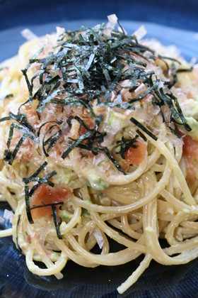 和風✿梅和え✿アボカドパスタ