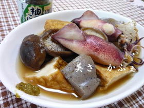 厚揚げとこんにゃくの煮物やりいか入り