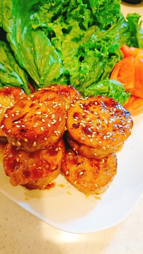 ✿蓮根&ひき肉のサンド照り焼き✿