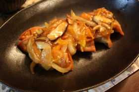 揚げ餃子の甘酢あんかけ