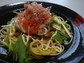 納豆温玉パスタ