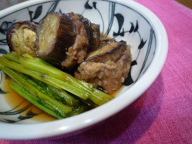 ナスとひき肉のはさみ煮