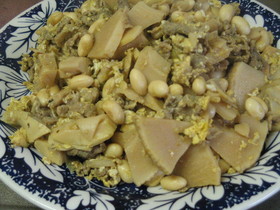 たけのこと牛のカレーバジル炒め
