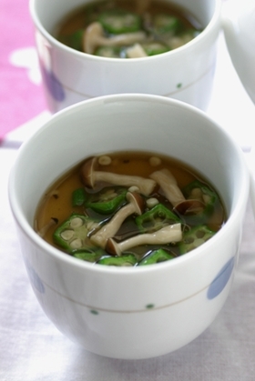 オクラときのこあんの茶碗蒸し
