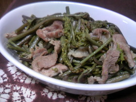 簡単☆わらびと豚肉炒め