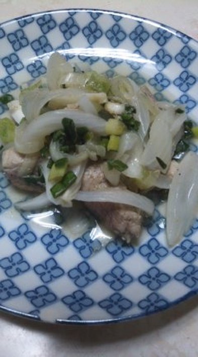 豚ヒレ肉のネギタマ炒めの写真