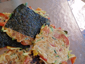 パプリカとズッキーニのお好み焼き風