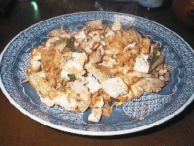 肉豆腐のキムチ炒め