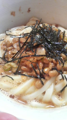 ふわっふわ♪卵で納豆*キムチ美味うどん☆