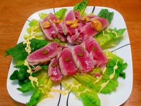 マグロが余ったら、ステーキにしてサラダ