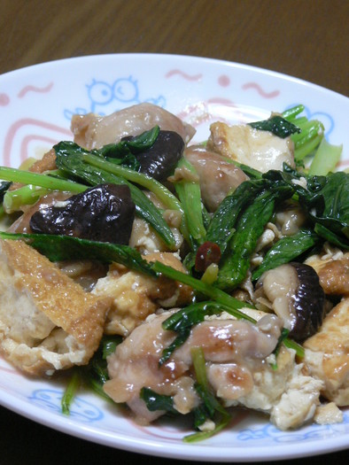 鶏肉と小松菜の甘辛炒めの写真