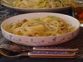 春キャベツとツナと納豆の和風スパゲティ