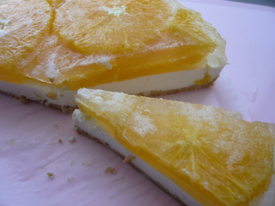 サイダーゼリーのオレンジレアチーズの画像