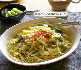 水菜とレタスのたらこパスタ♪♪