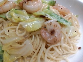 海老とキャベツのスパゲッティ
