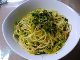 たくあんとしらす干のスパゲティ