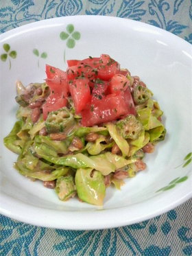 ☆納豆と春キャベツのマヨ甜麺醤和え☆