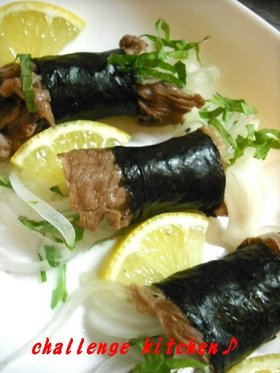 新玉ねぎの海苔肉巻き