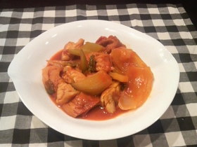 楽チン脱メタボ☆おから麩と鶏肉のトマト煮