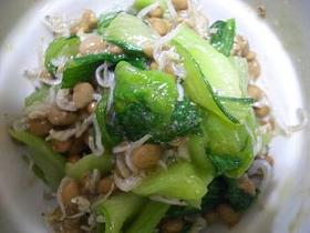 納豆とチンゲン菜の和え物