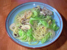 たけのことキャベツのパスタ