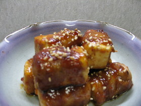 簡単☆焼き豆腐の肉巻き