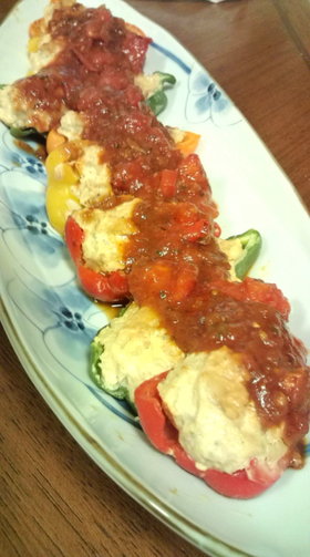 可愛い♪カラフルピーマンの肉詰め☆