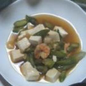 アスパラとエビと豆腐のネギだく煮☆