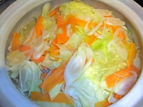 豚挽き肉とキャベツのミルフィーユ鍋♪