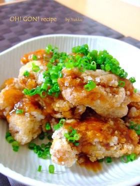 焼肉のタレで簡単♪鶏のから揚げ甘酢あん風