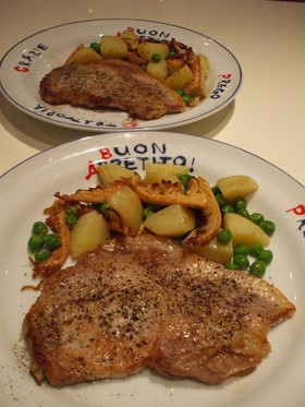 ポークソテー☆竹の子のバター焼き添え