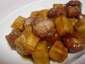 こうや豆腐と豚肉の揚げ煮