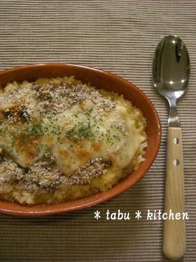 簡単ランチ★納豆と卵かけご飯のドリア風♫