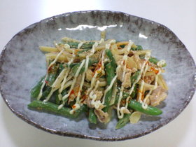 ジャガ豚いんげんの胡麻マヨ和え