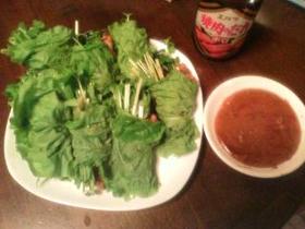 さっぱり野菜巻きこってり焼肉ソースで~