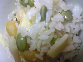 超簡単!枝豆とぎんなん入り★たけのこご飯