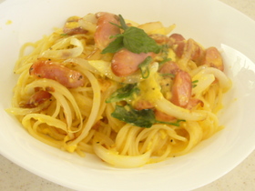 カロリーカットのカルボナーラ風!パスタ