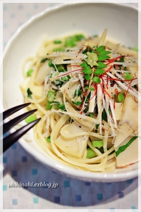 タケノコのわさび醤油スパゲティ